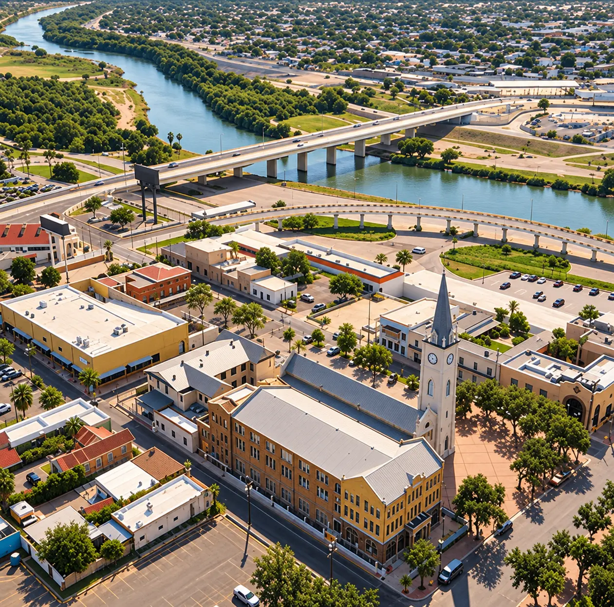 Aerial view of downtown Laredo, Texas